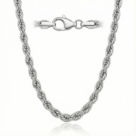 Meeste ja naiste keeratud ahelaga kaelakee – 6 mm roostevabast terasest hõbedane kett, unisex disain, pikkus 56 cm